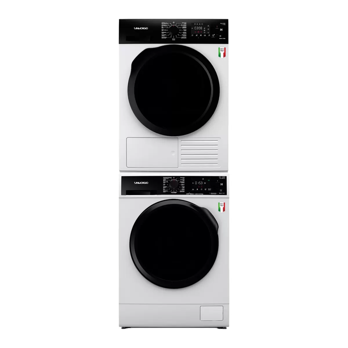 Set Waschmaschine und Trockner Sangiorgio Waschturm 8kg