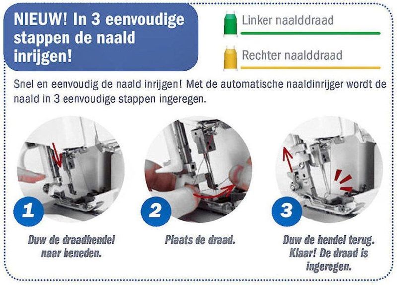 Juki MO-1000 - Lockmachine - Inrijgen op Lucht - Professioneel