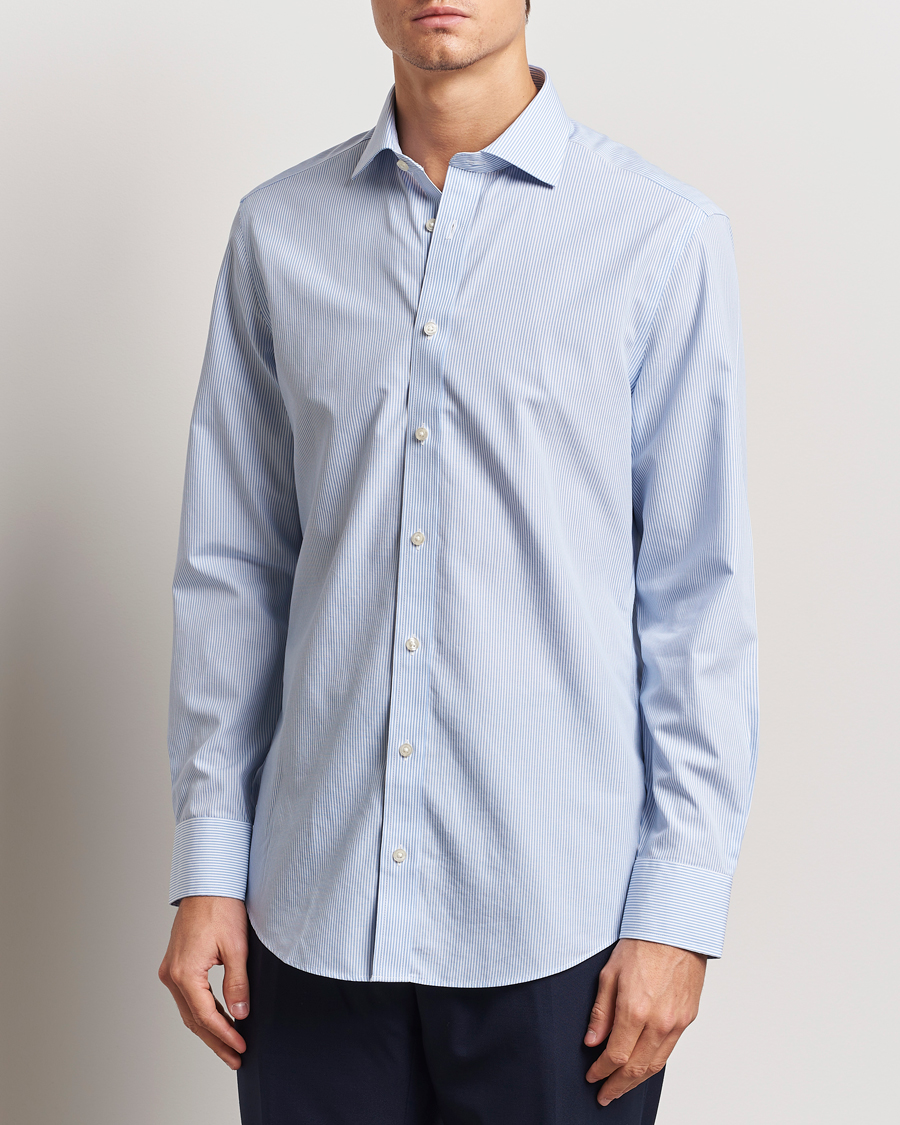 Charles Tyrwhitt Slim Fit Non Iron Bengal Stripe Poplin Shirt Sky Blue