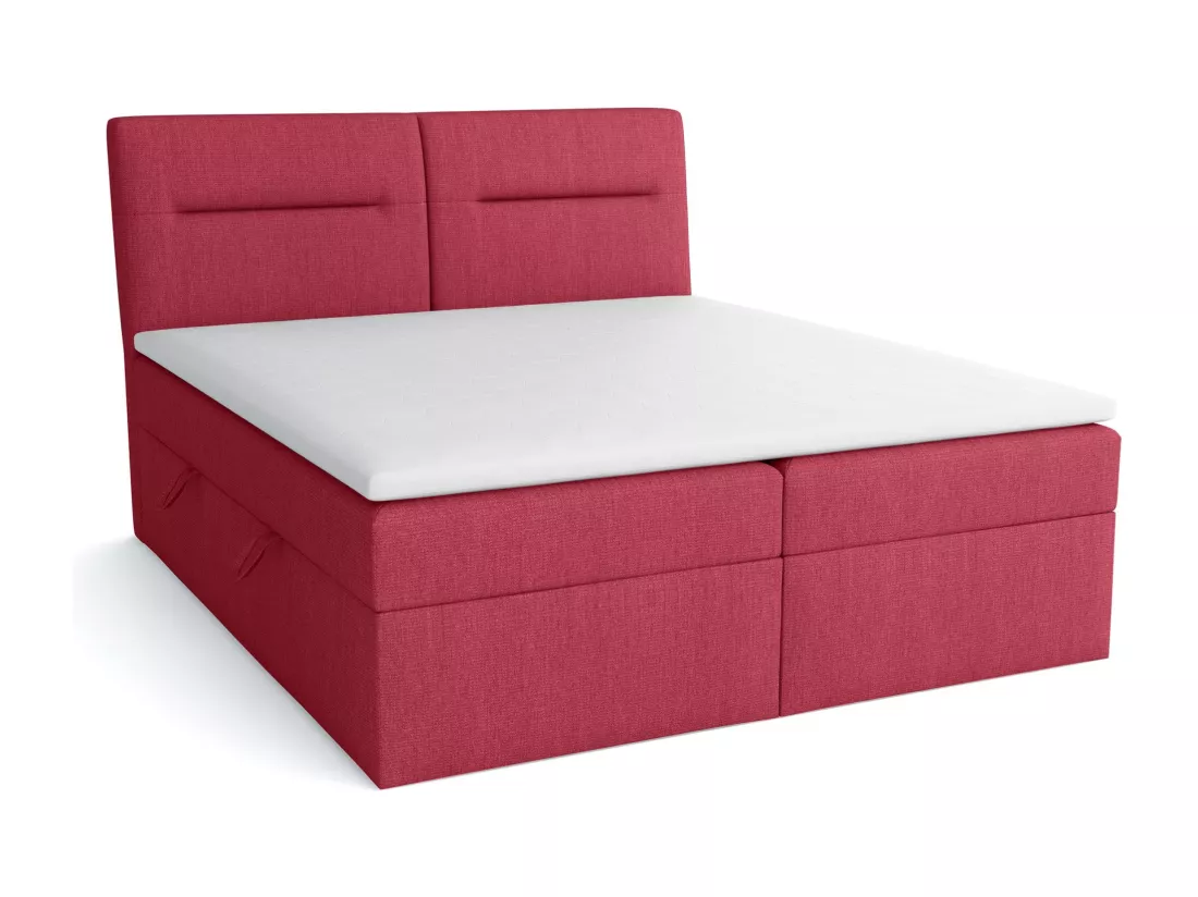 LE LIT BOXSPRING Moderno avec coffres de lit et surmatelas, en tissu Soro 60 (rouge), 140x200 cm.