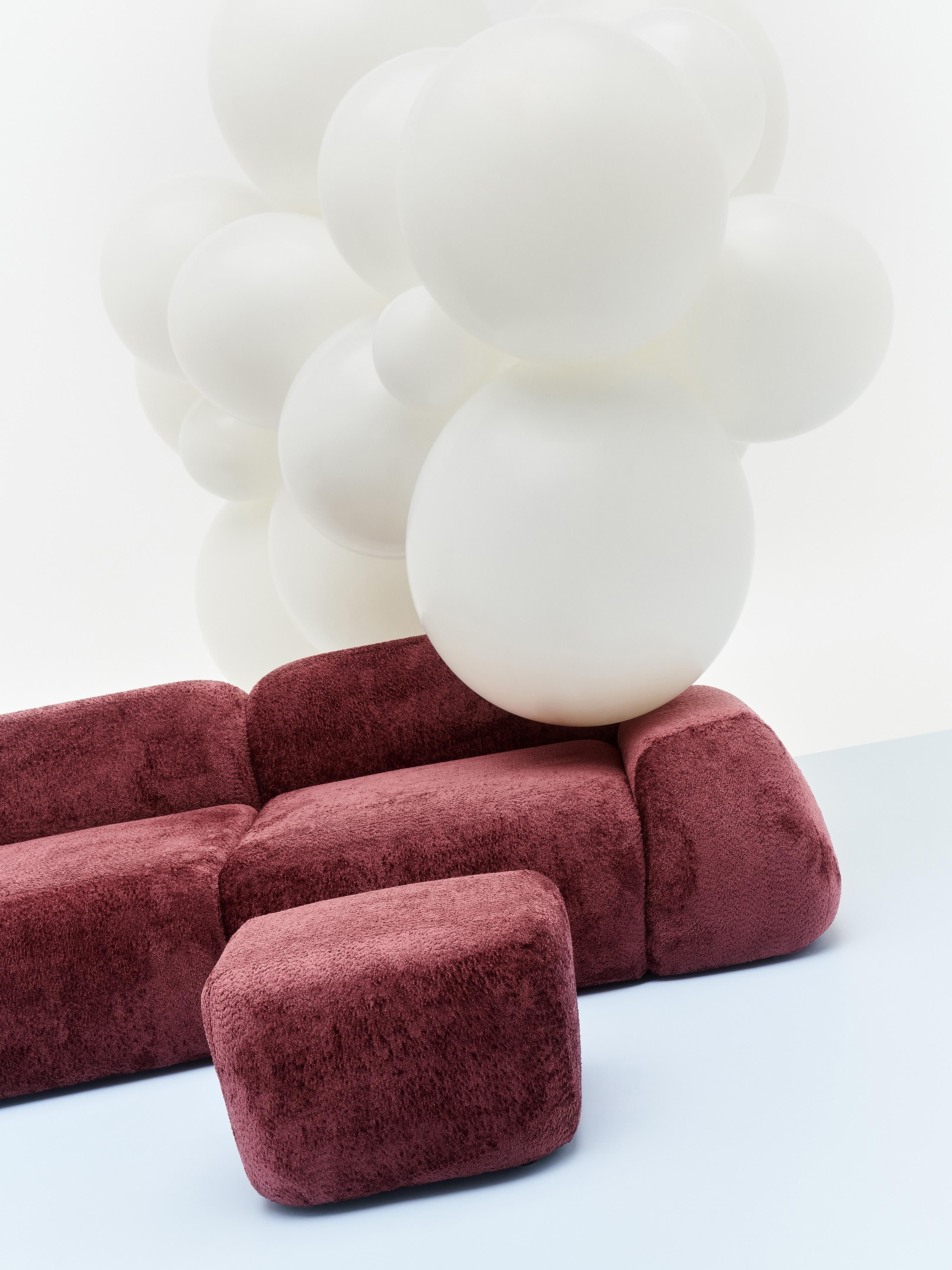 Modulaire bank Wolke (4-zits) van teddy-bouclé