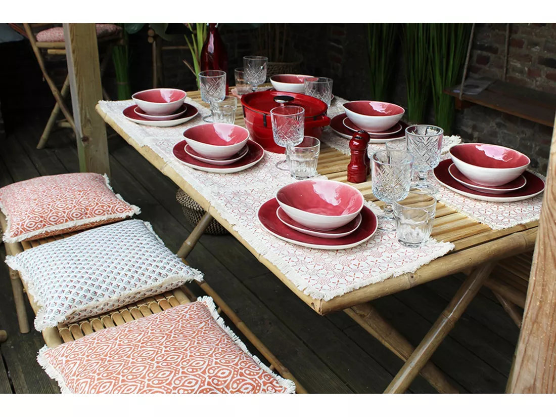 Now's Home - Lot 4 Sets Table Imp Terracota Coton/franges Double 48x28cm Hora