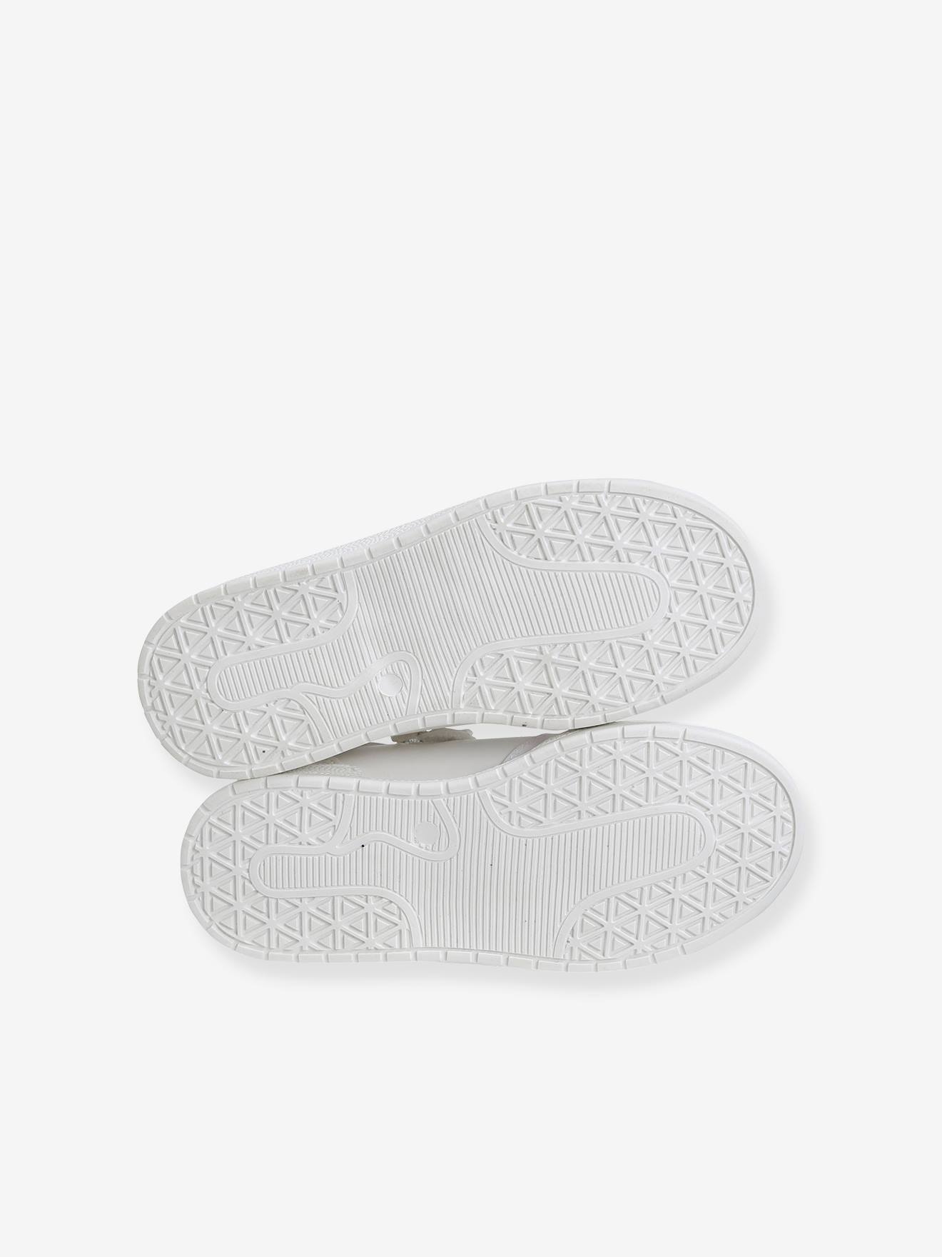 Tênis de amarrar com zíper, para meninas, branco claro liso