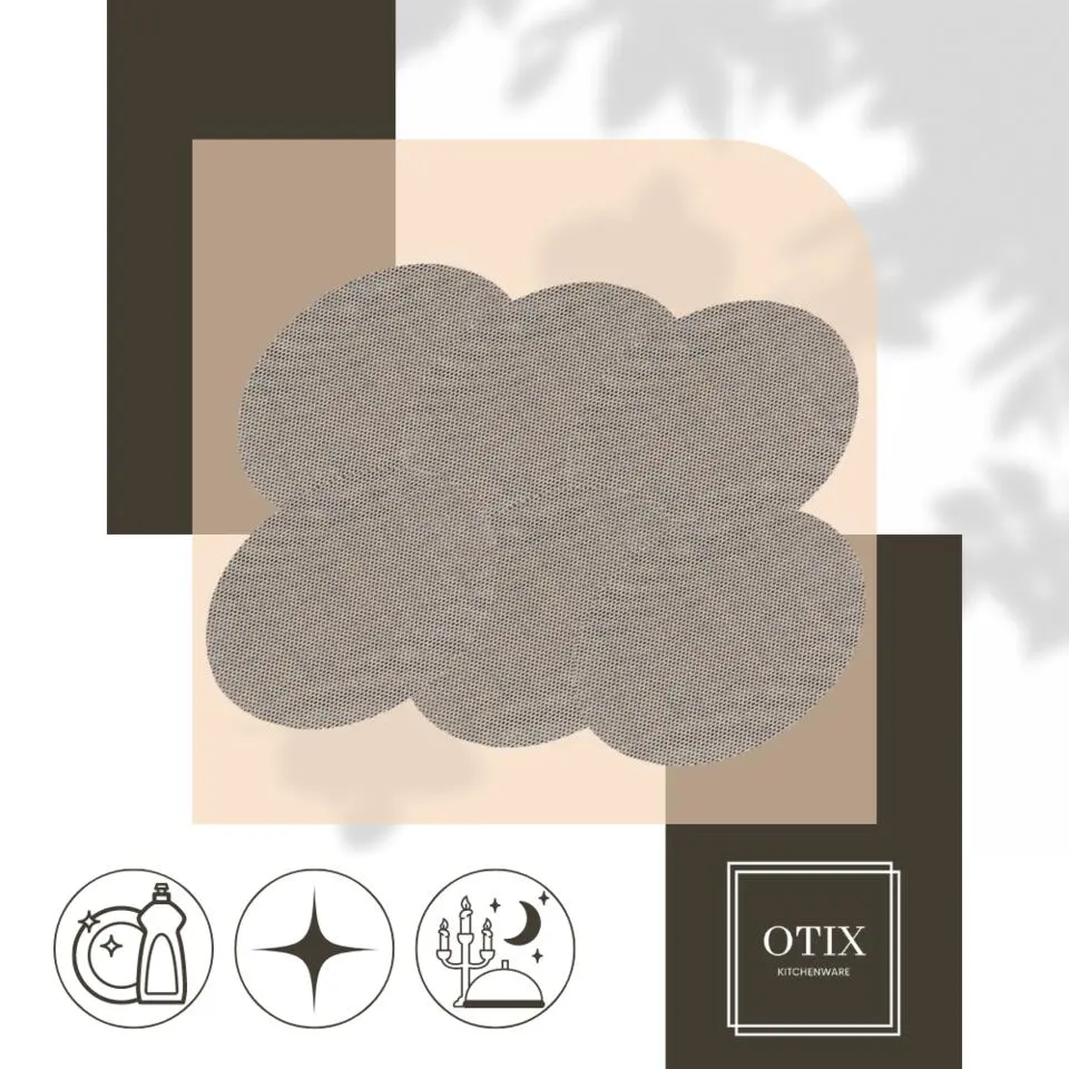 OTIX Placemats Set van 6 Kunststof Ovaal Zwart Wit Onderleggers 48x35cm