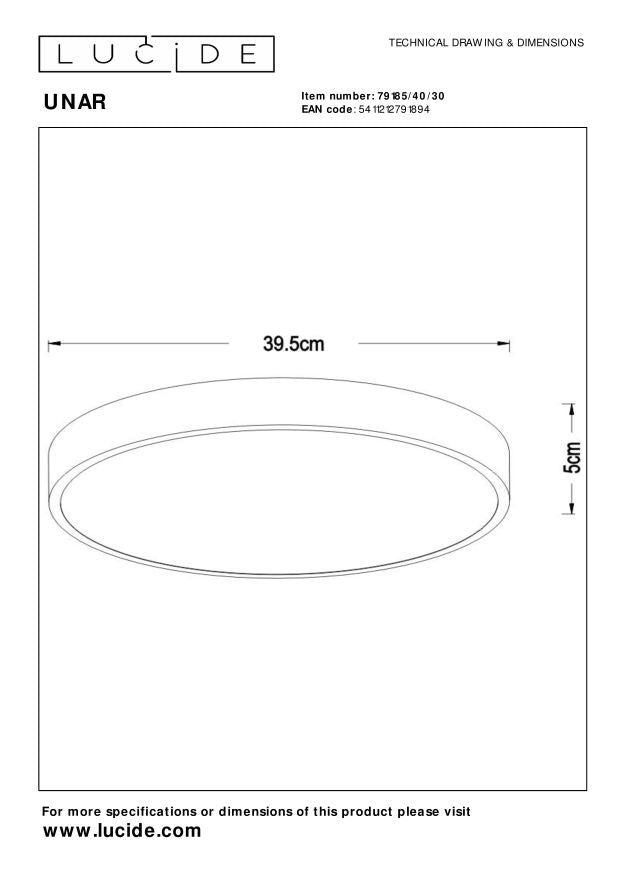 Unar plafondlamp LED Ã40 zwart