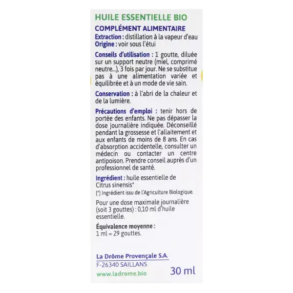 Ladrôme Huile Essentielle Orange Douce Bio 30ml