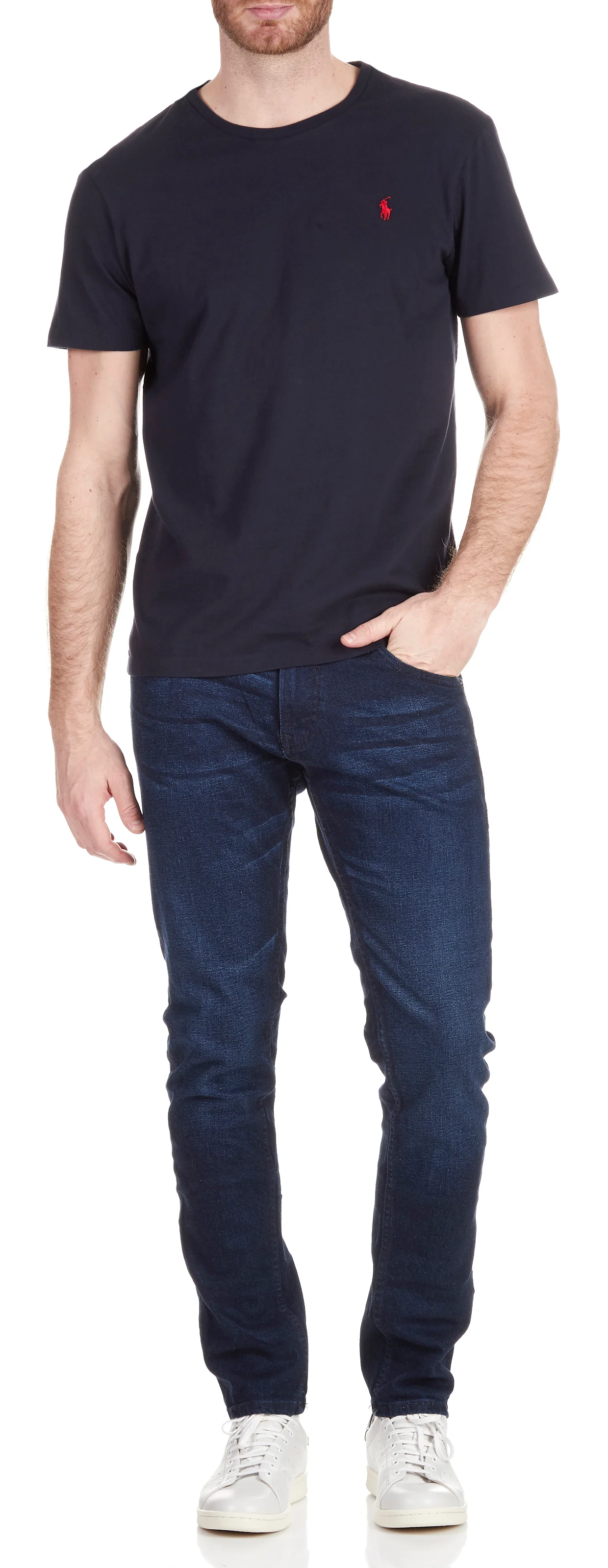 Tee-shirt col rond slim-fit en coton | Bleu