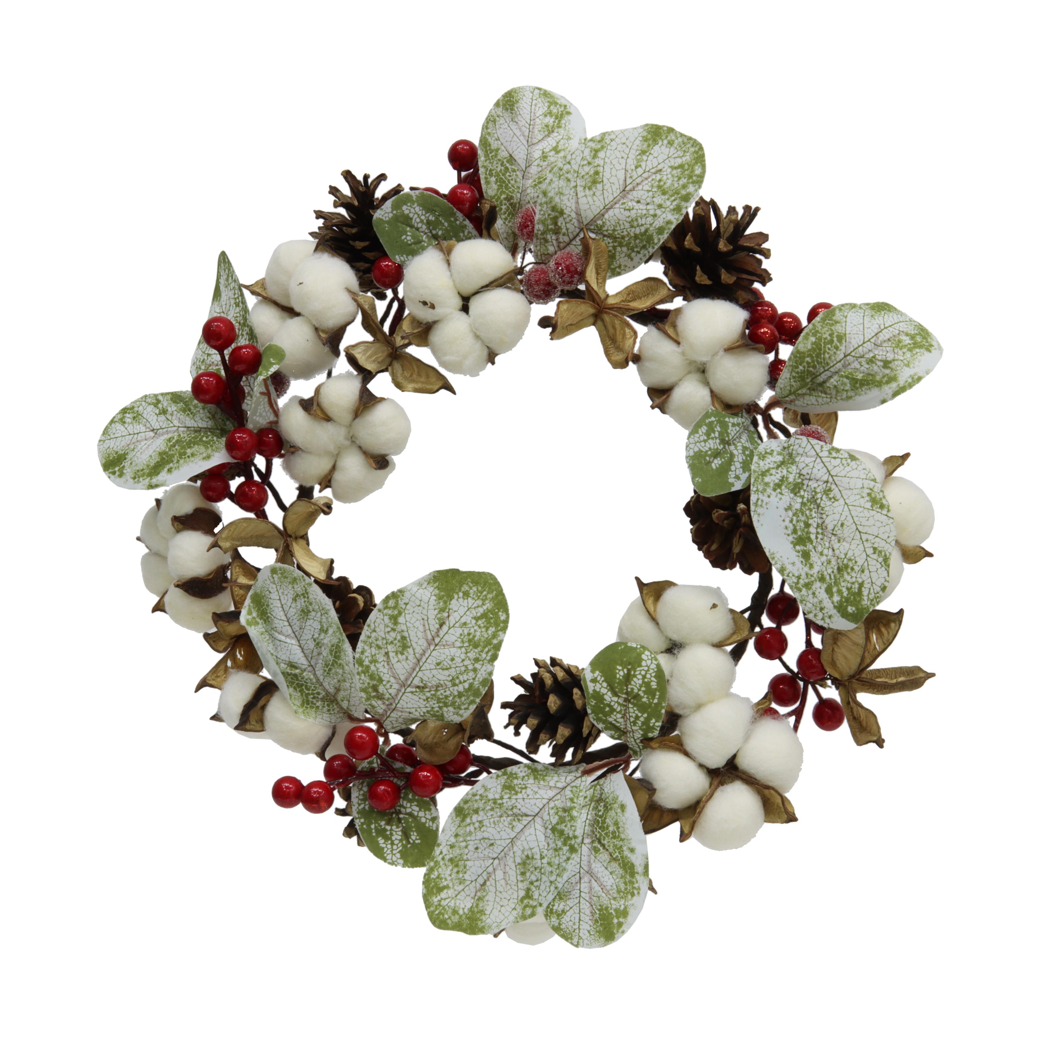 COURONNE NOEL COTON POMME PIN D.32CM