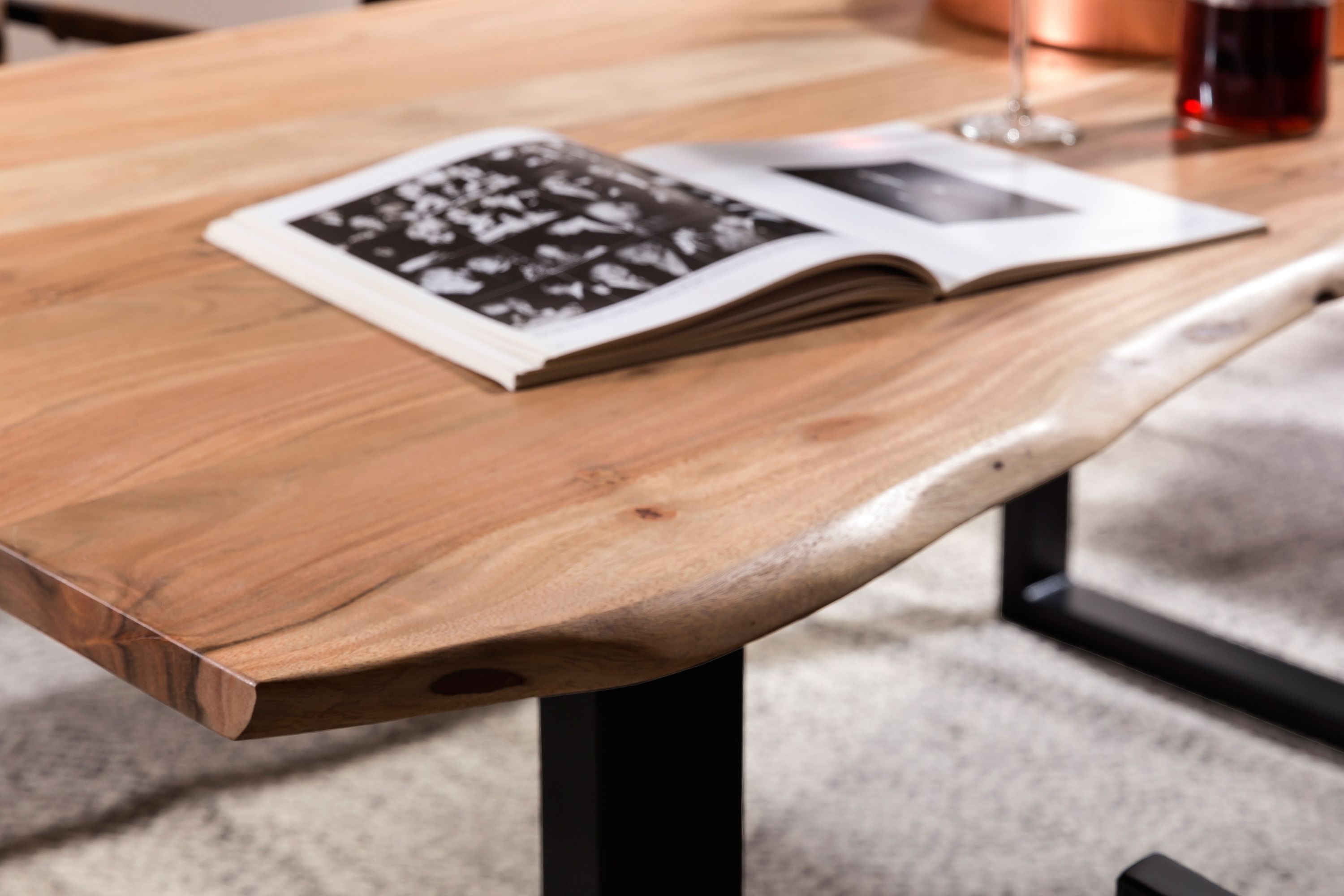 Tisch 200x100 Akazie Stahl Holztisch Esstisch Speisetisch Küchentisch Esszimmer