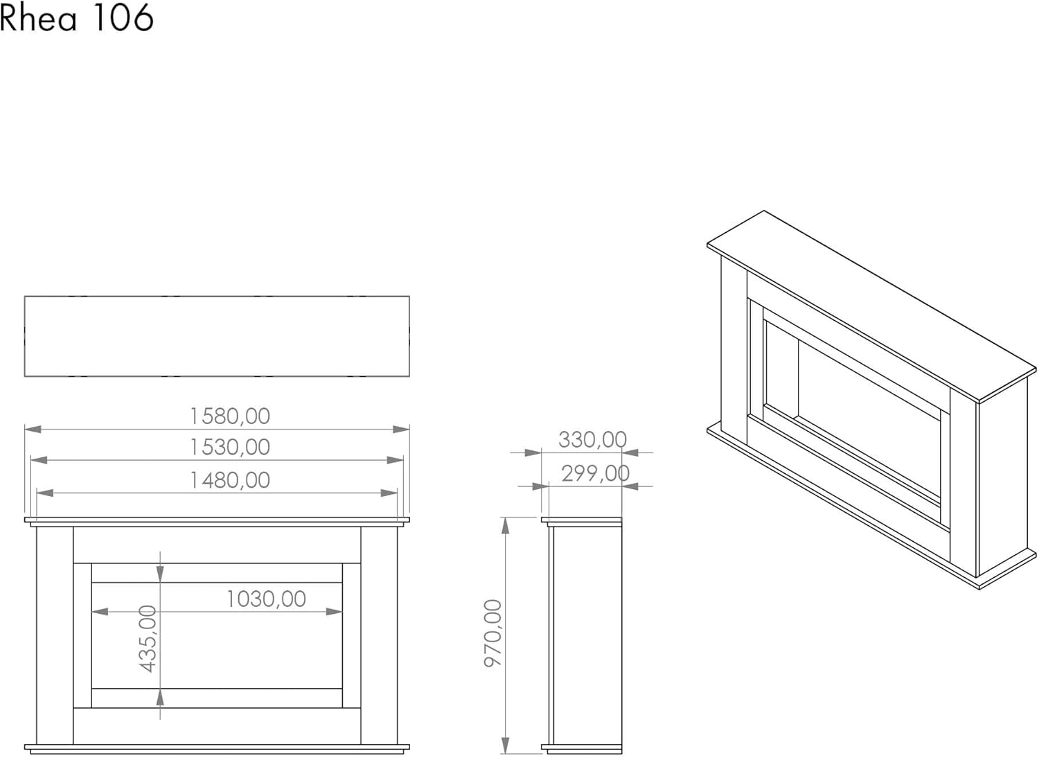 GLOW FIRE Elektrokamin mit Heizung und Kaminfeuer (Standkamin Rhea) - elektrischer Kamin mit LED-Feuer in 5 Farben, Heizlüfter, Deko & Fernbedienung - 158x97x33 cm, Weiß