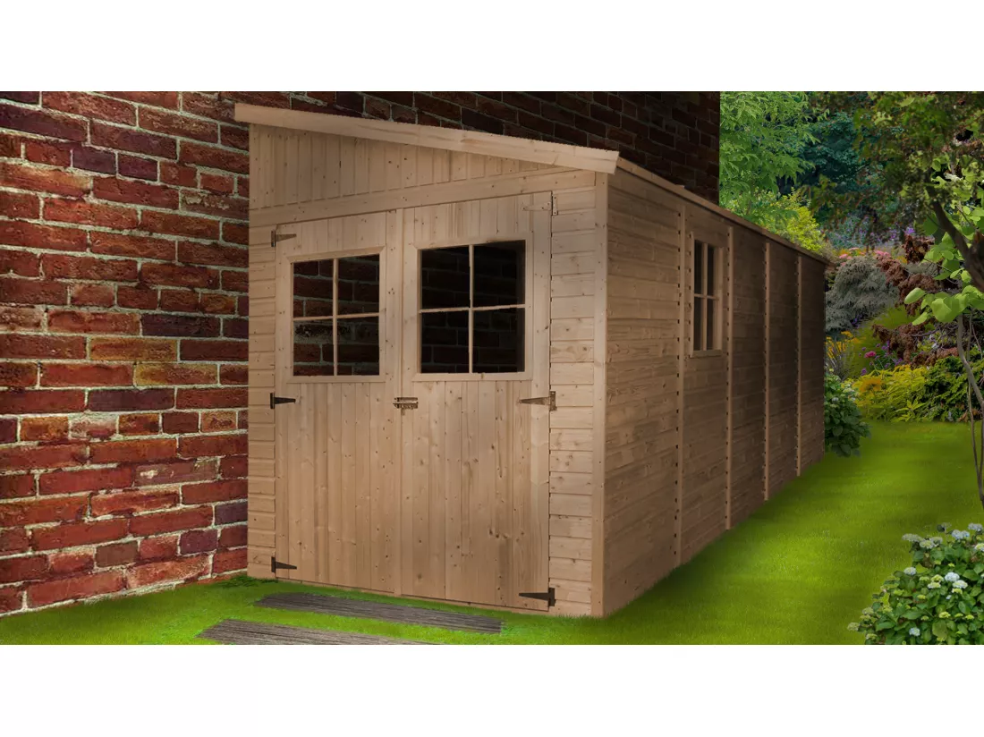 TIMBELA M341+M341G Abri de Jardin en Bois (sans paroi latérale) PLUS LES PLANCHERS IMPRÉGNÉ- 10 m2