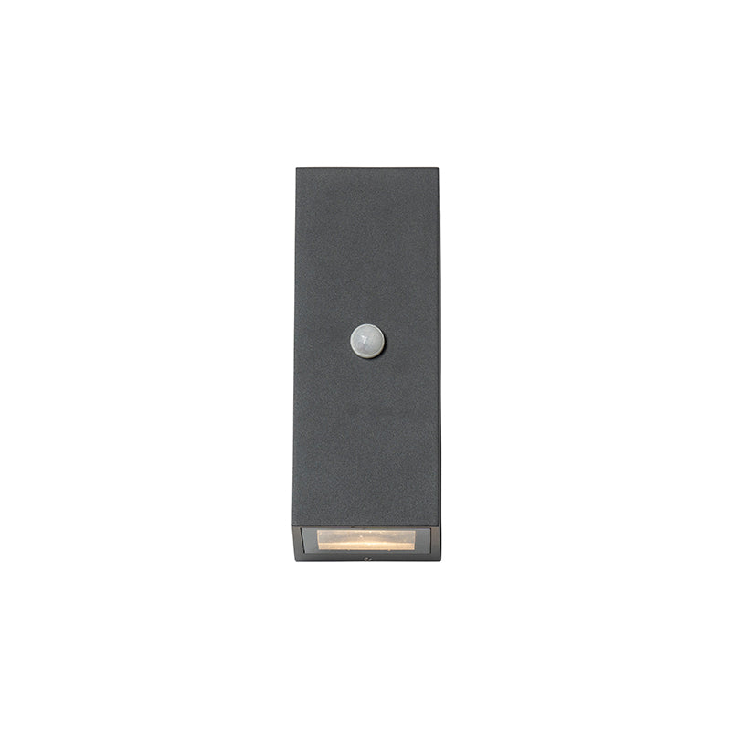 QAZQA Wandlamp donkergrijs 2-lichts IP44 met bewegingssensor - Baleno