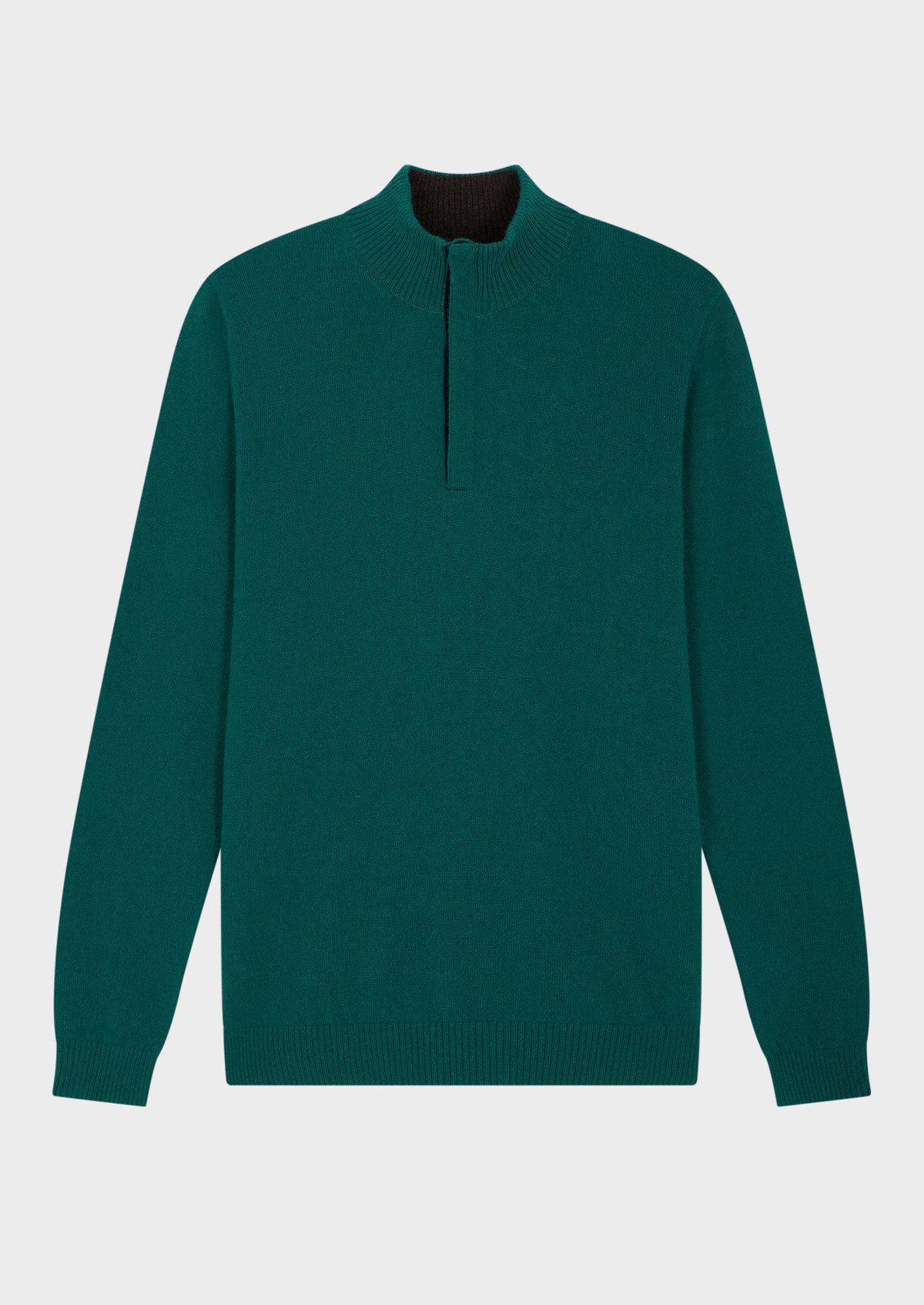 Pull col zippé en cachemire uni vert sapin