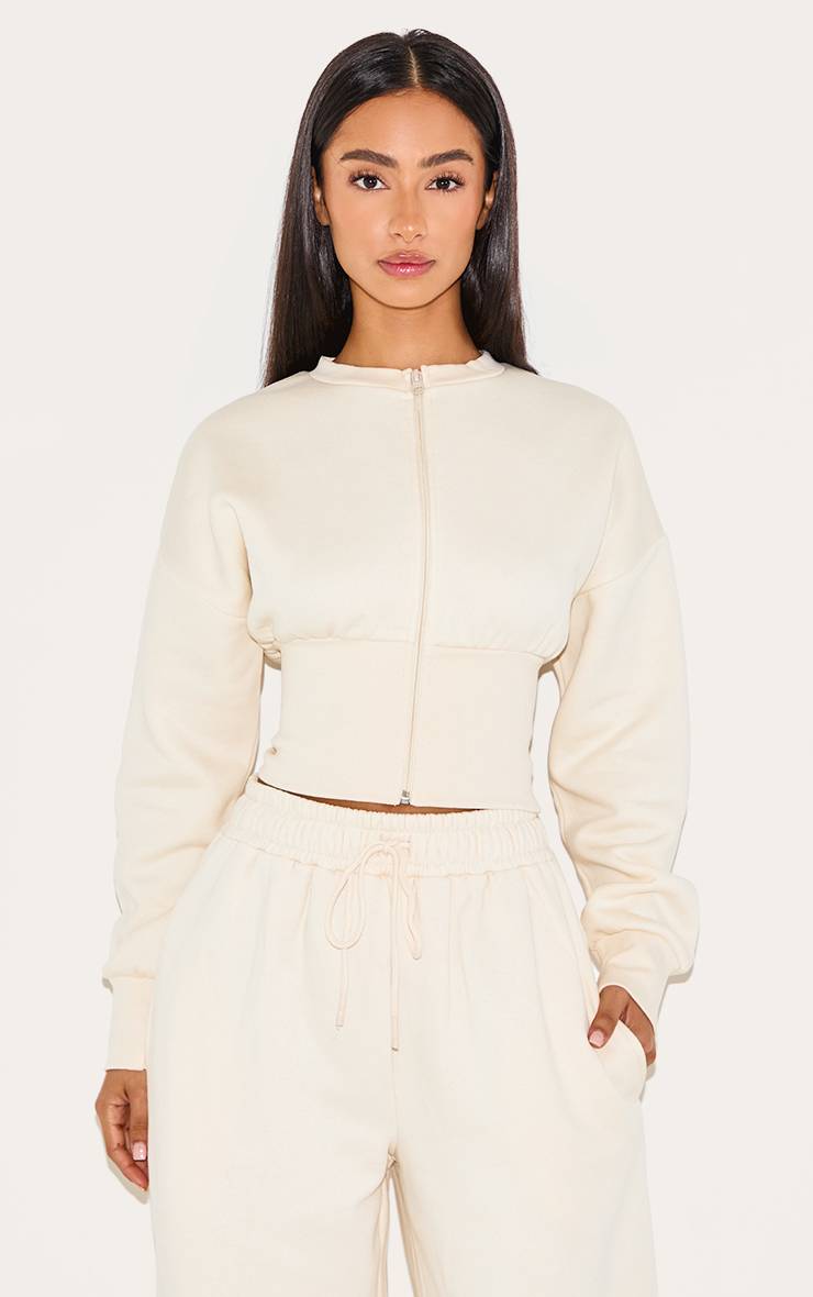 Crème Sweat Zippé Petite À Ourlet Élastiqué