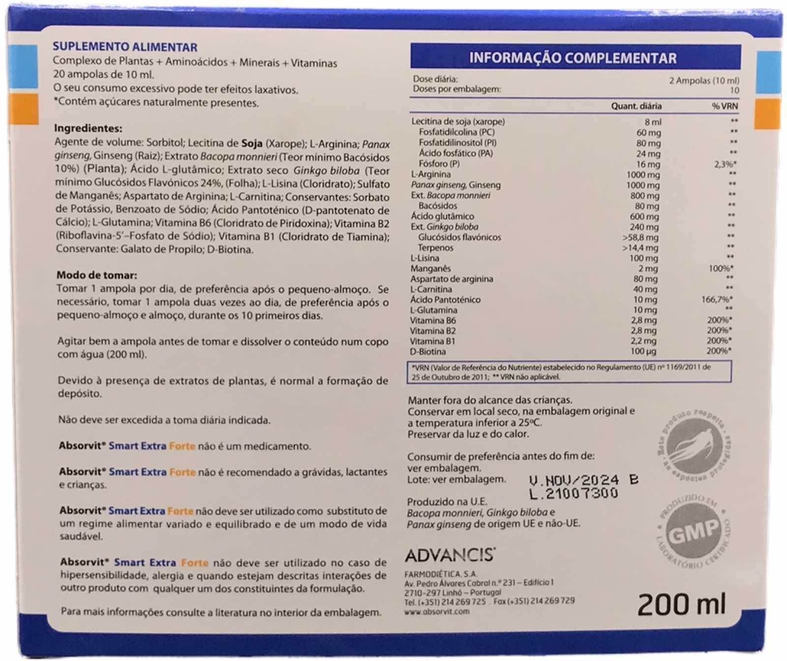 Absorbit Smart Extra Strength 20 ampolas