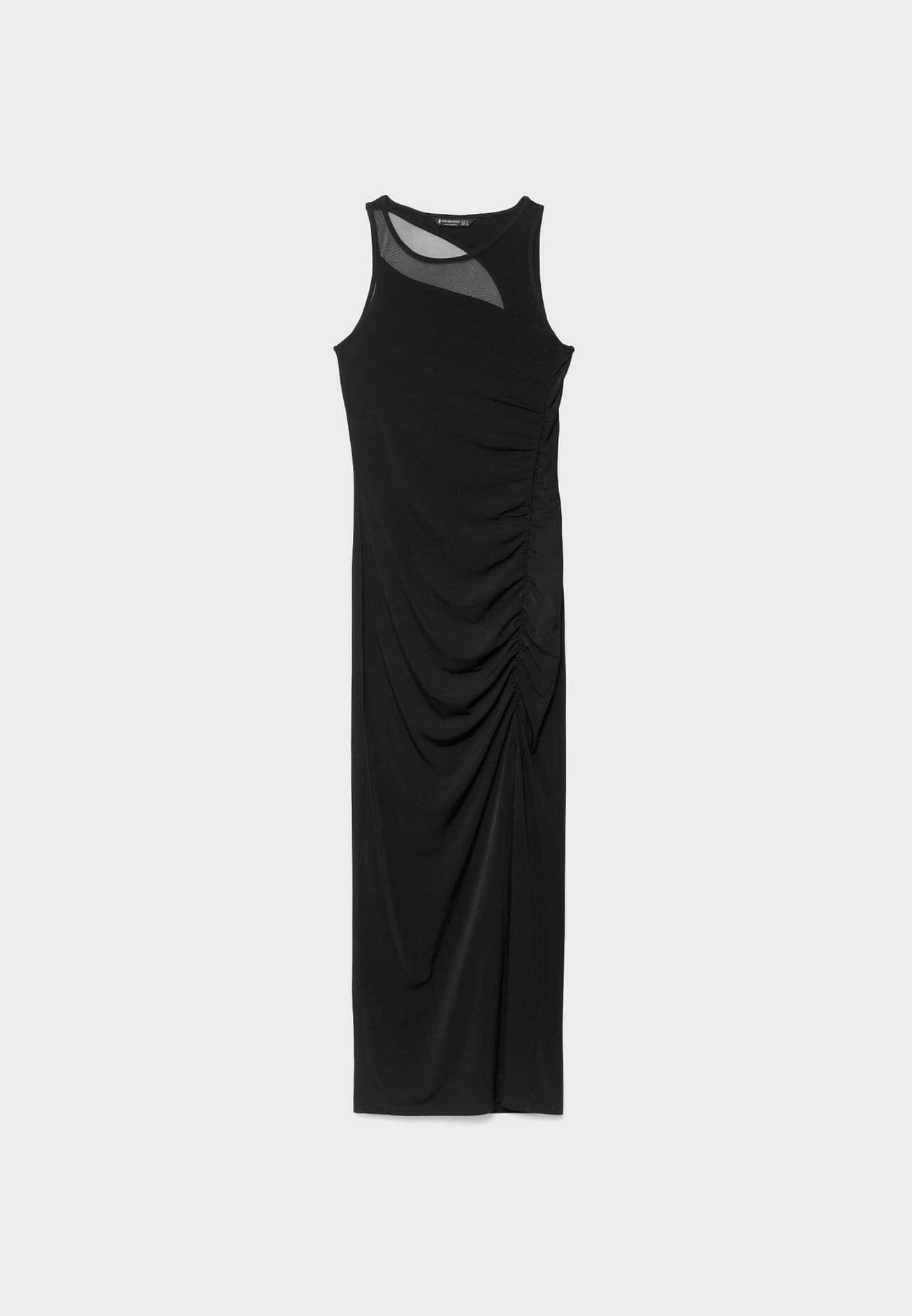 Vestido longo com decote transparente