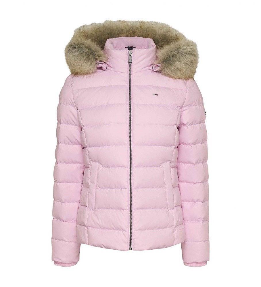 Jaqueta Tommy Jeans Essential Slim Fit com Capuz na cor Rosa