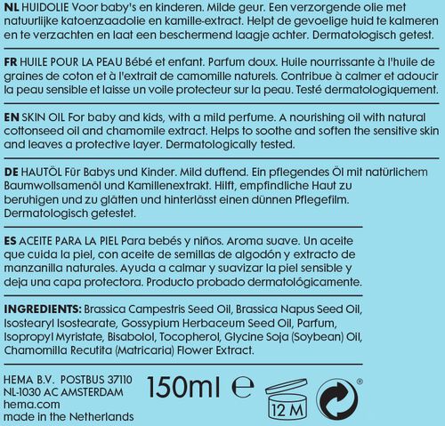 huile la peau bébé et enfant 150 ml