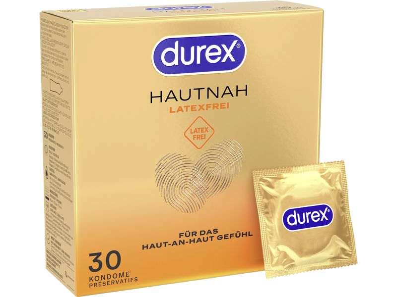 Durex Kondome Hautnah Latexfrei 30 Stück Hochwertige Präservative zur sicheren Verhütung