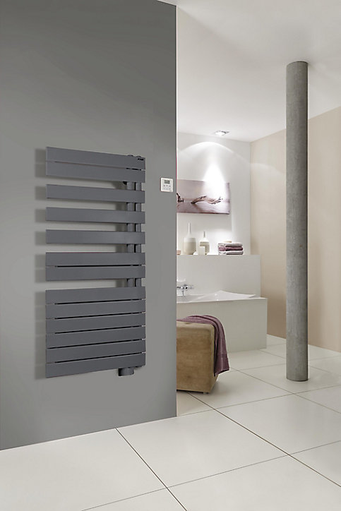 Sèche-serviettes électrique à inertie fluide Acova Alpaga asymétrique anthracite 750W