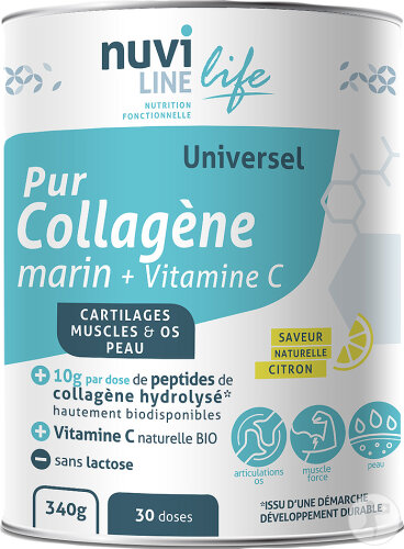 Nuviline Collagène Marin Pur-C Citron + Vitamine C Pot 340g