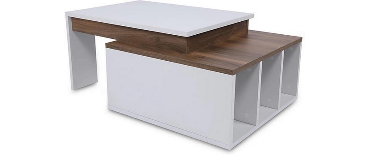 Couchtisch Kolarado 90 x 37.4 x 60 cm, Nature/Weiss<br>Wohnzimmertisch