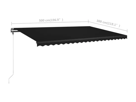 Auvent manuel rétractable avec LED 500x300 cm Anthracite