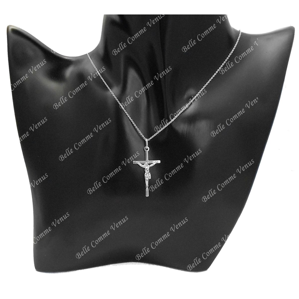 Collier Croix crucifix Jésus Christ Argent 925 Rhodié
