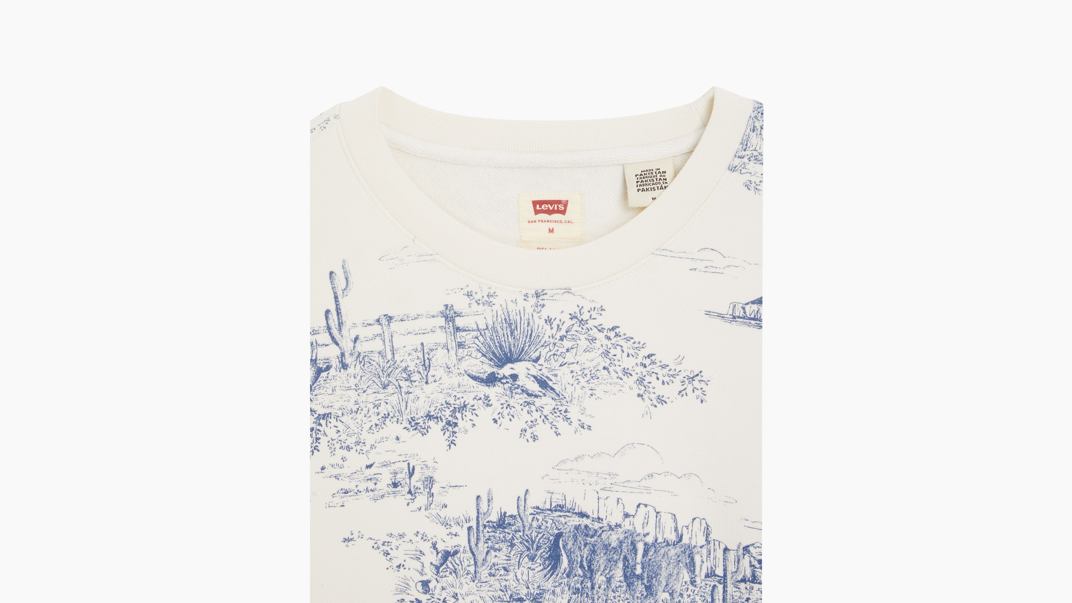 Sweat-shirt col rond graphique Relaxed - Western Toile Sunny Cream - Bleu