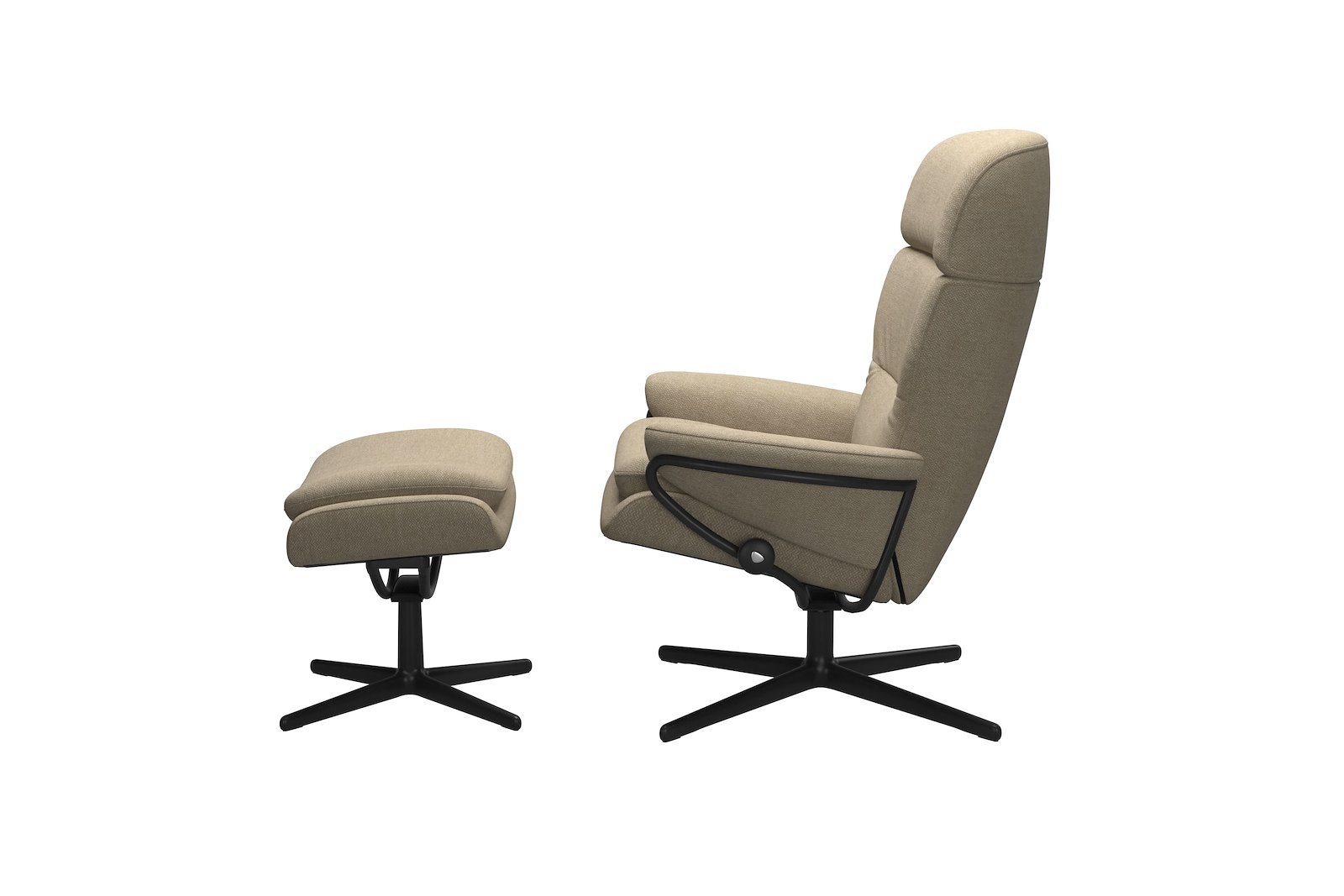 Rome lenestol m/krakk Tesktil Peony Beige - Cross - Matt Black