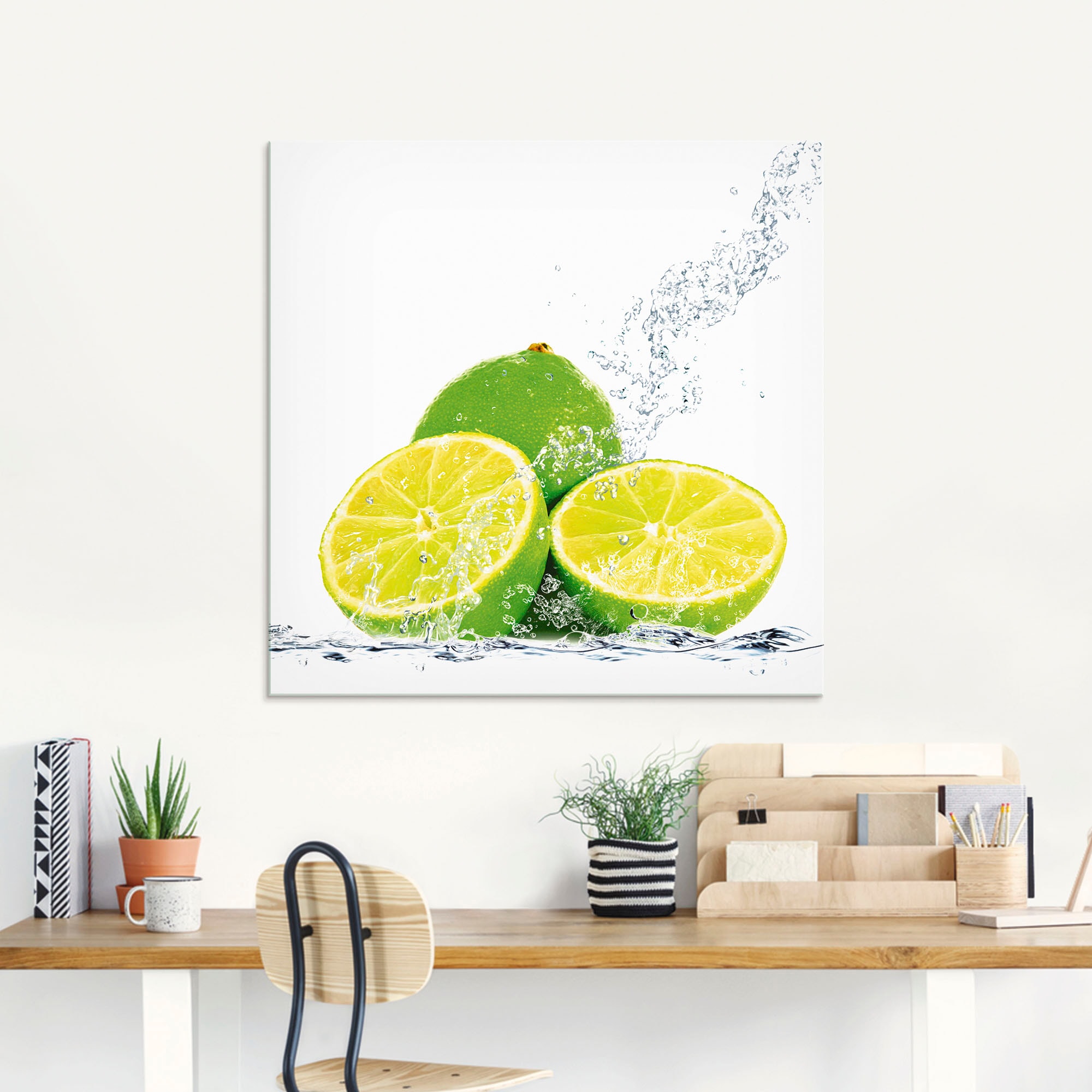 Artland Glasbild »Limette mit Spritzwasser« Lebensmittel 1 Stk. tlg. in verschiedenen Grössen