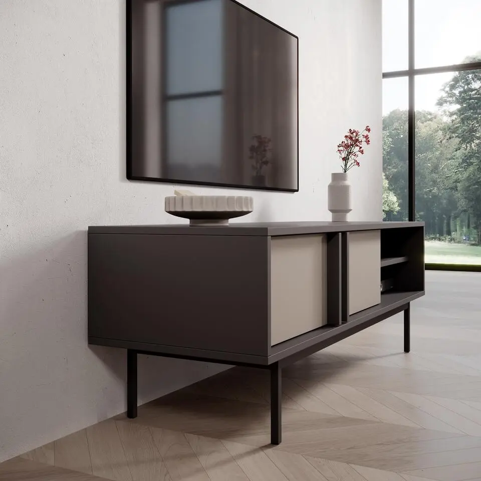 Meubella - Antigo - TV-Meubel - Beige/Antraciet - 123 cm