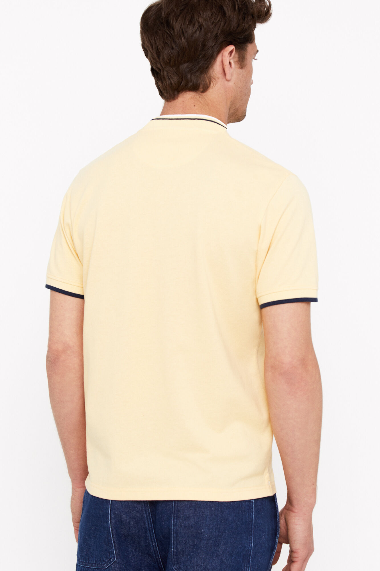 Camisa polo com gola bomber - Amarela