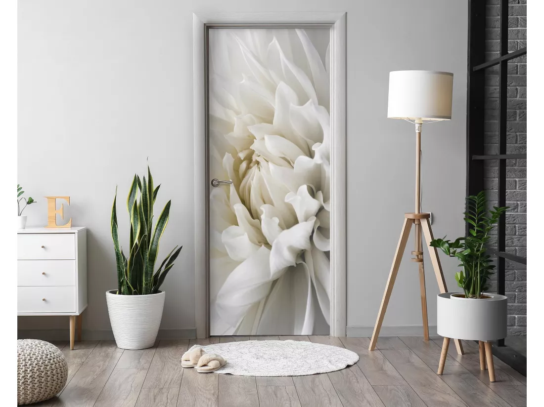Stickers de porte autocollants - Dahlia blanc 85x205 cm