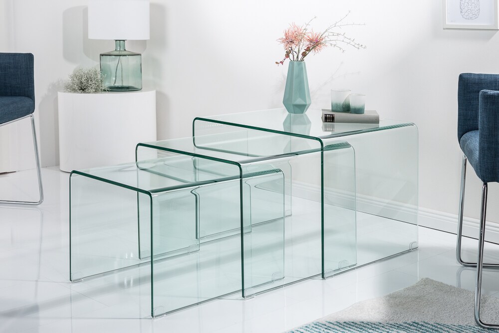 riess-ambiente Couchtisch FANTOME -60cm Beistelltische transparent 3er Set Glas