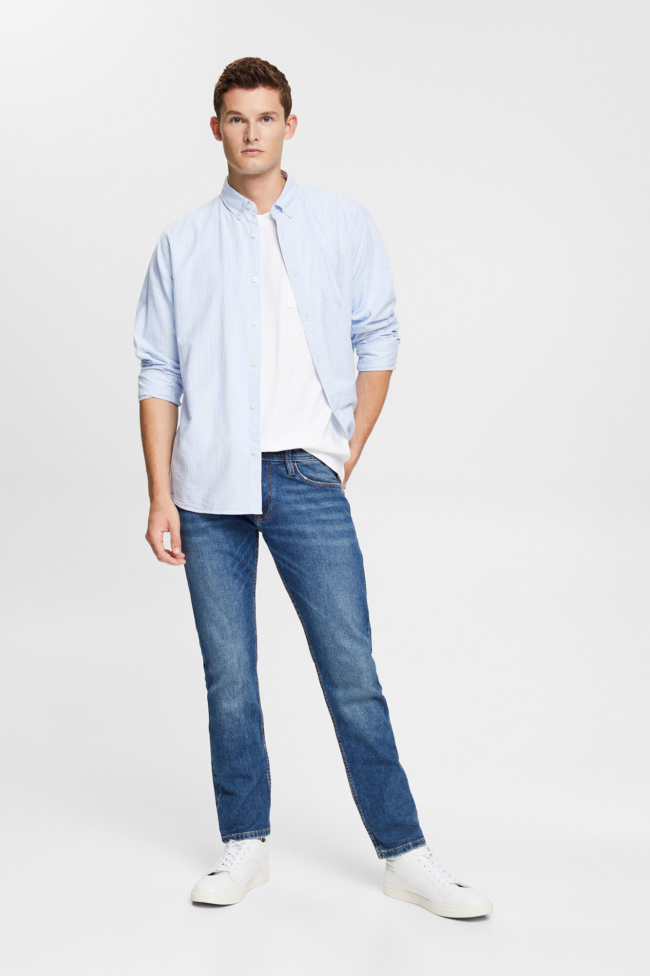 Calça jeans de 5 bolsos em algodão orgânico - Azul