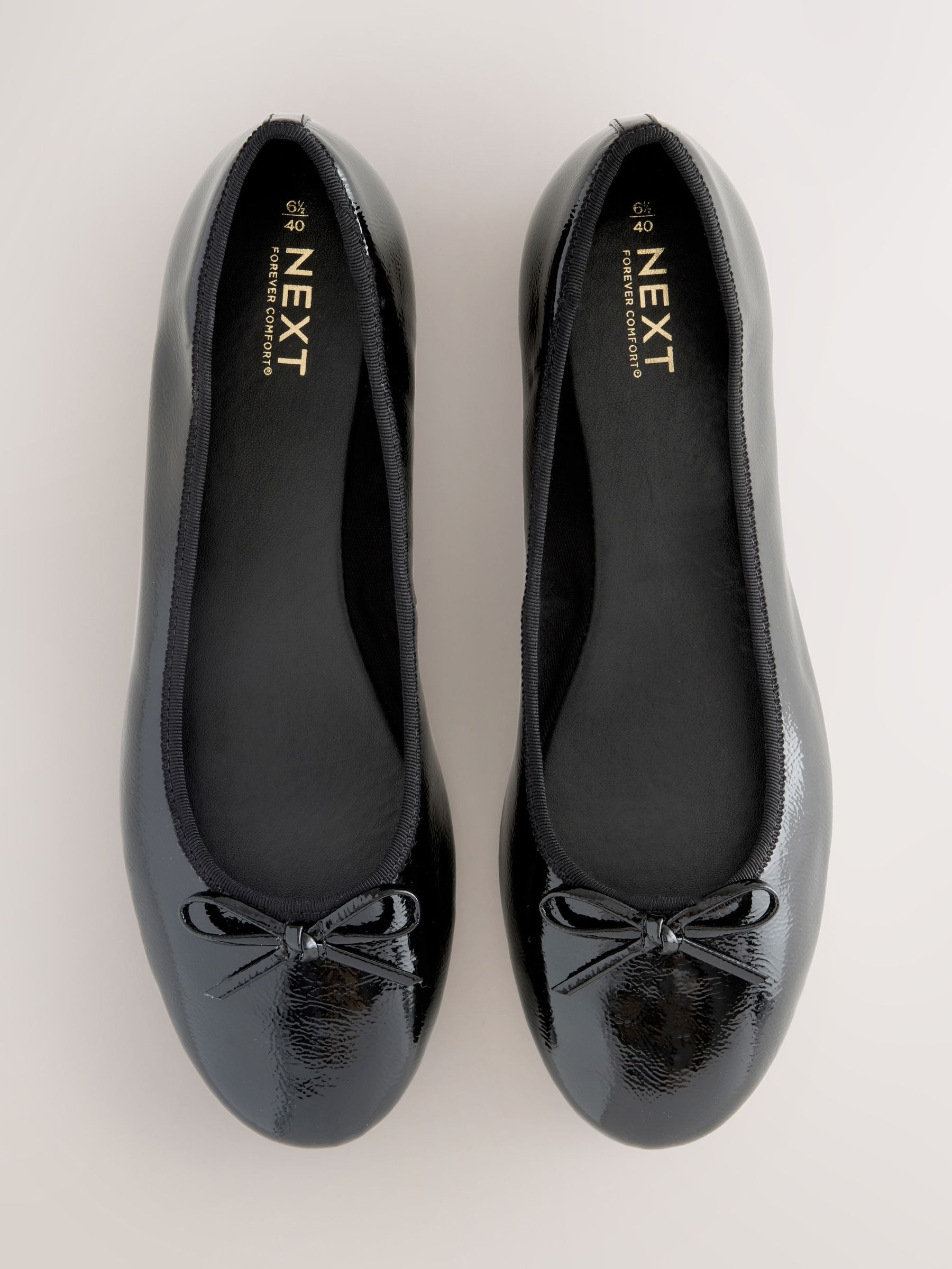 Zwart lak - Ballerina's met ronde neus