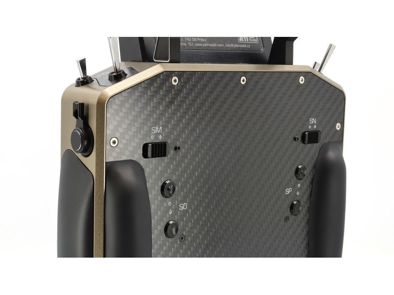 Jeti Fernsteuerung DS-24II Carbon Line Bronze 24 Kanal, Dup Professioneller 24-Kanal-Sender mit Geber auf Rückseite und Carbon-Frontplatte