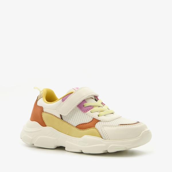 Blue Box meisjes dad sneakers wit geel