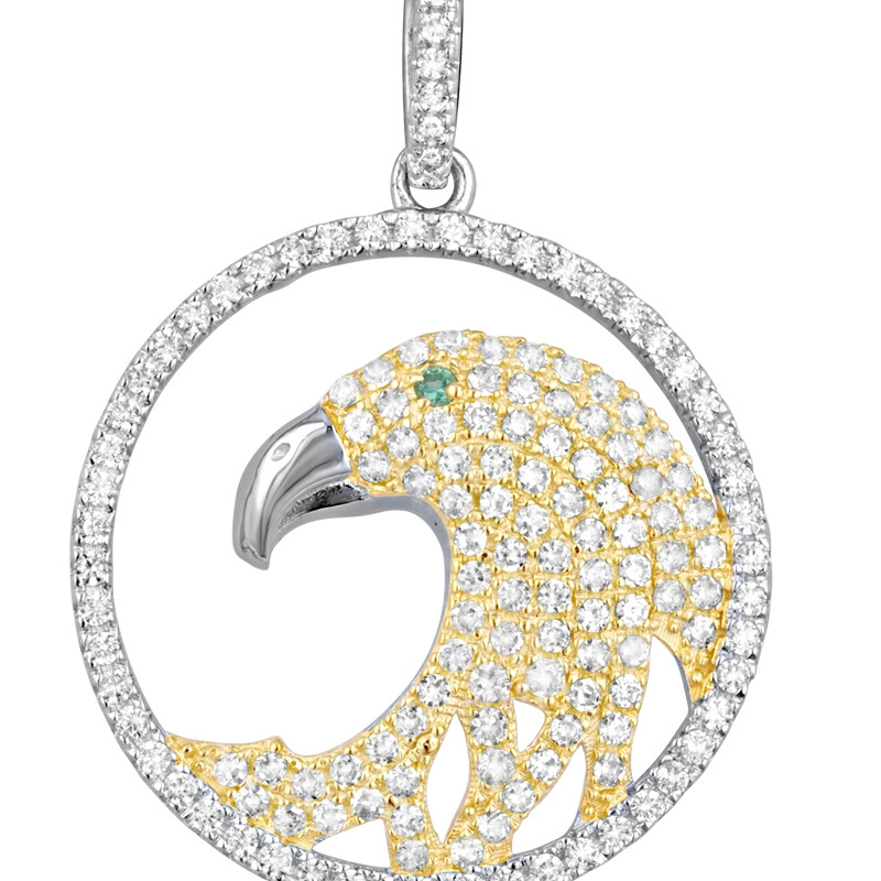Pendentif Aigle Doré en Argent orné de 147 Cristal Swarovski Zirconia Blanc