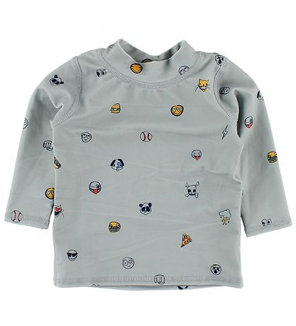 Soft Gallery Bådebluse - UV50+ - Astin - Grå m. Emojies