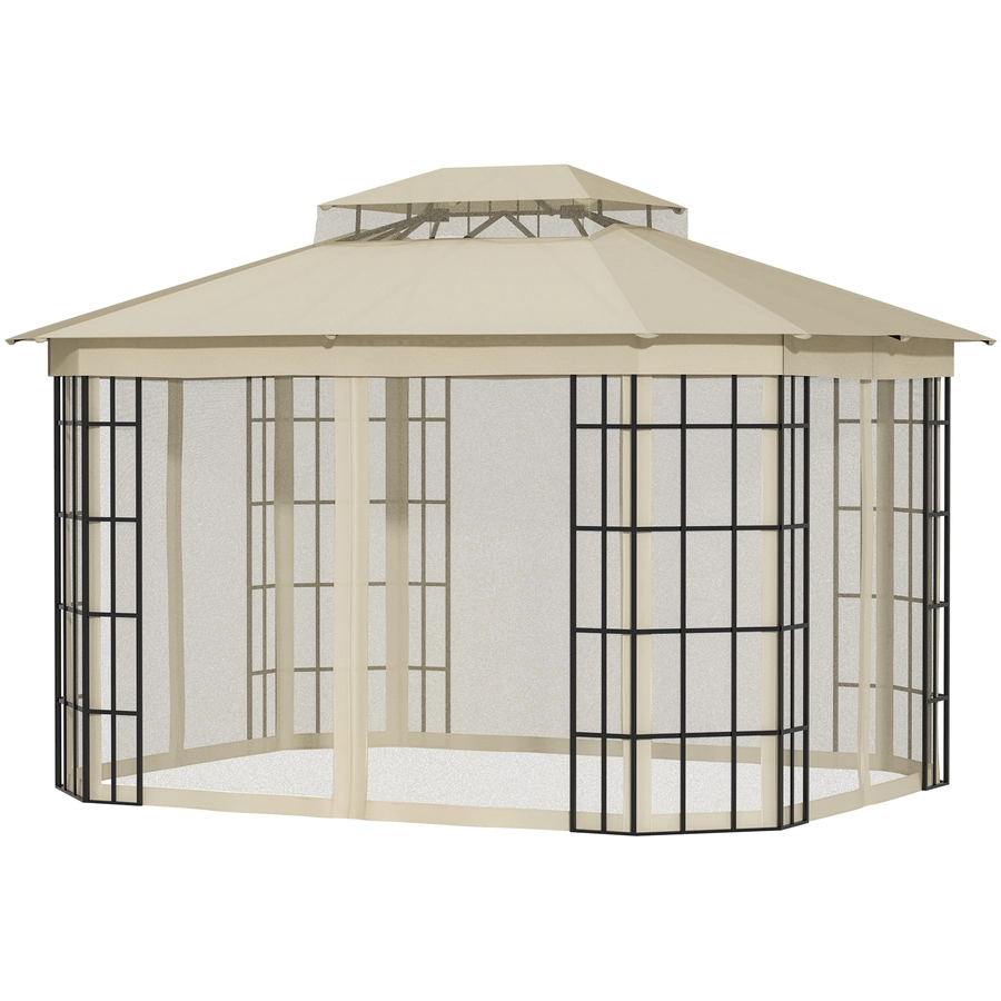 Outsunny Pavillon mit Doppeldach beige