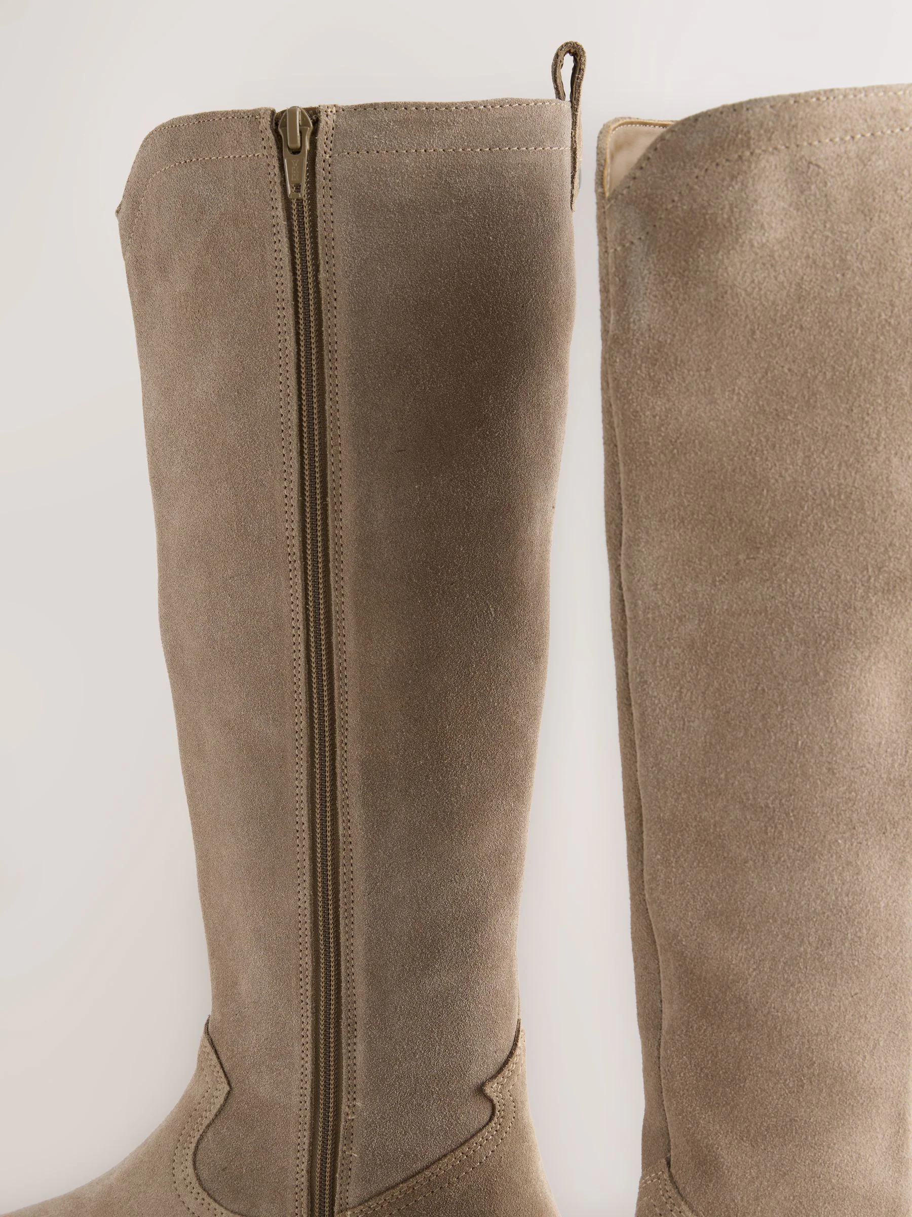 Taupe bruin suède leermix - Forever Comfort® kniehoge contrast western Boots