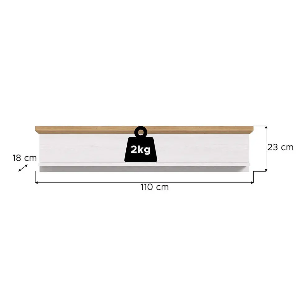Hioshop Verona wandplank wit- eik decor