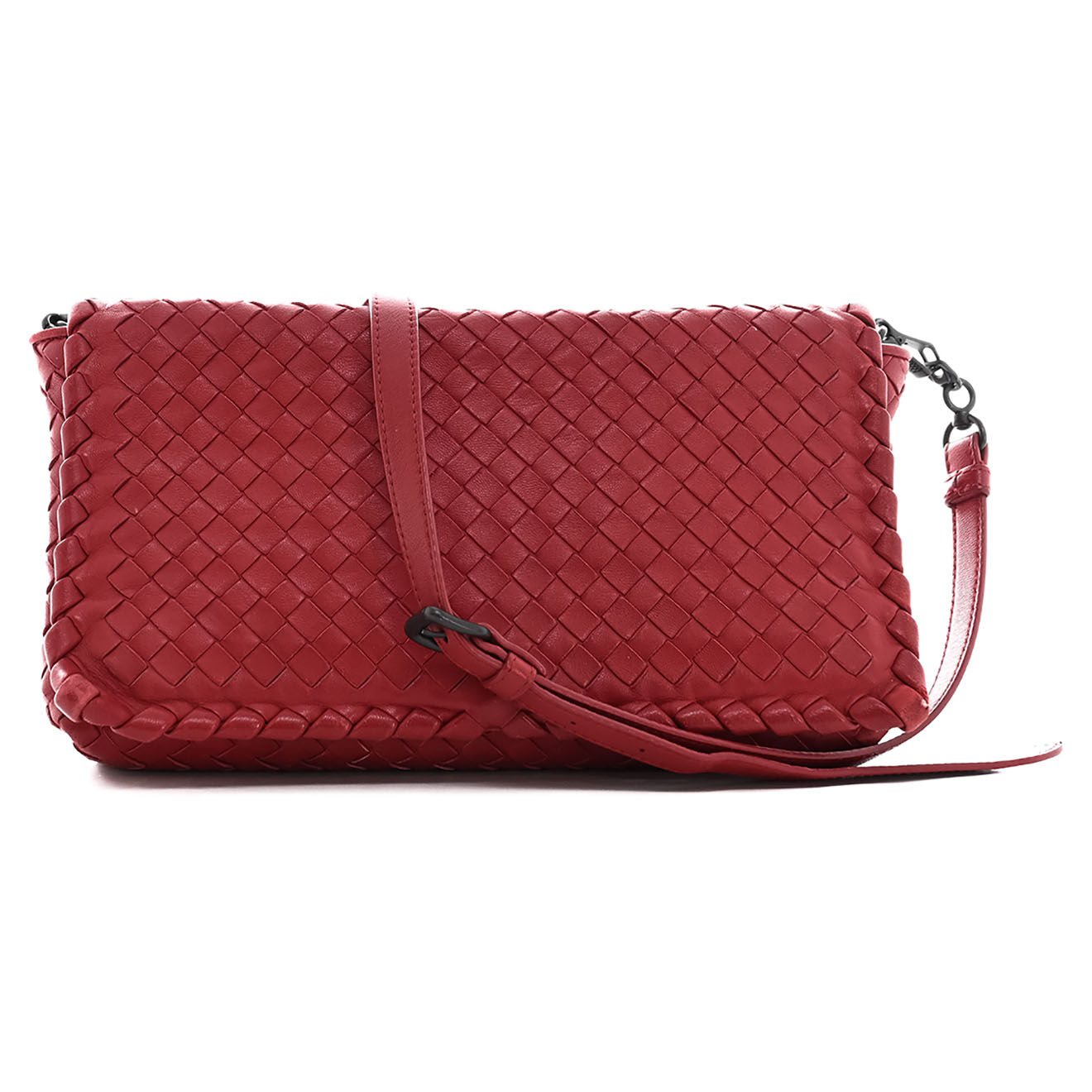 Bottega Veneta Sac bandoulière en Cuir rouge - Bon état - L.29 cm