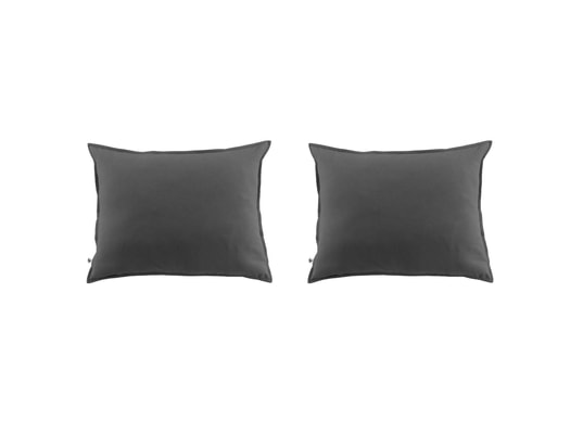TERRE DE NUIT - Taie d'oreiller Lot de 2 taies d'oreiller flanelle anthracite 63x63 cm