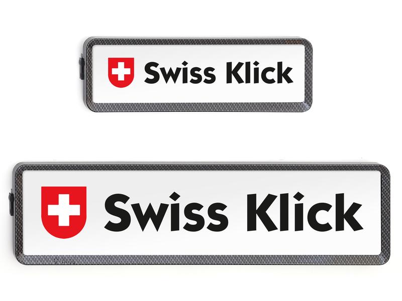 Swiss Klick Kennzeichenhalterset Langformat Carbon Look Nummernschild-Set 8 x 30 cm und 11 x 51 cm