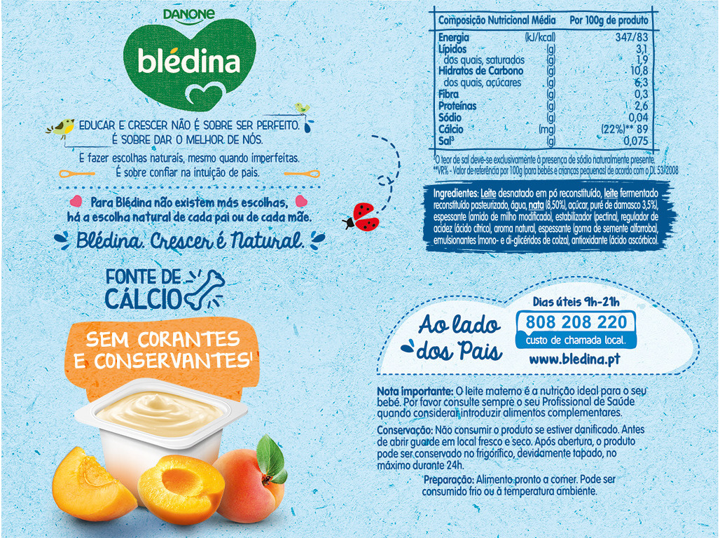 SOBREMESA LÁCTEA BLEDINA IOGOFRUTA ALPERCE 4X95G