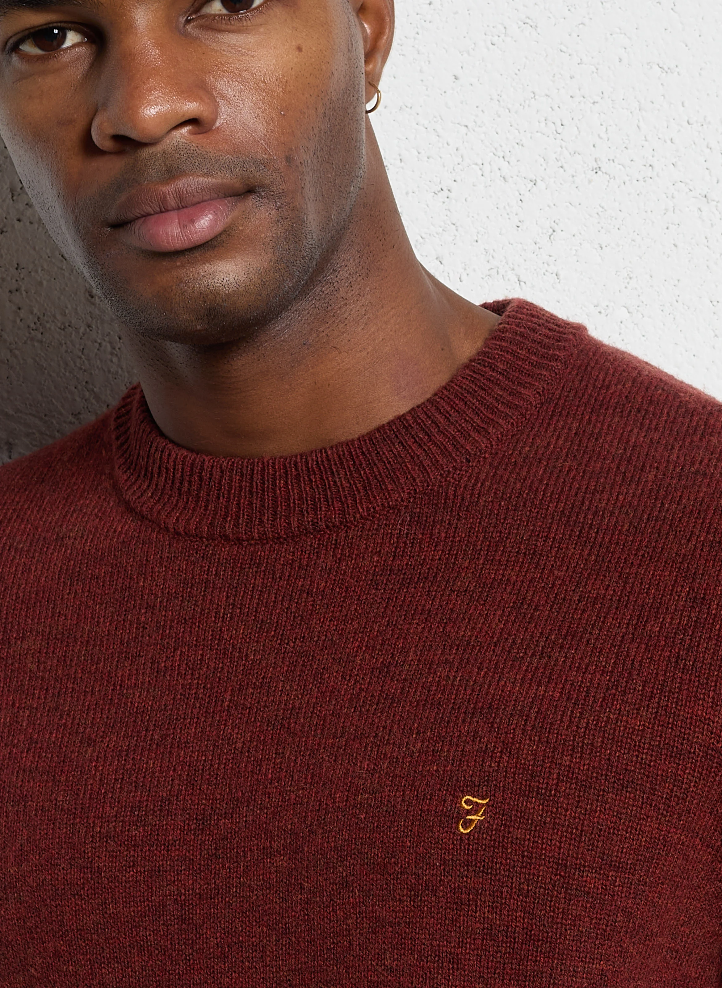 BIRCHALL - Pull col rond regular fit en laine | Rouge