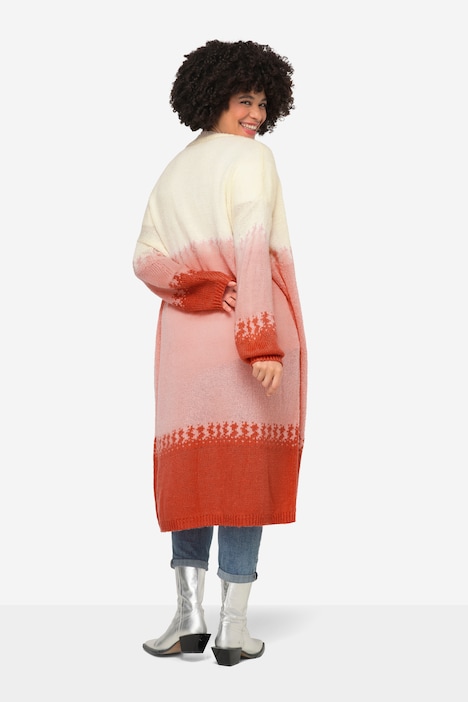Long-Strickjacke, Farbverlauf, Langarm